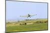 Crop Duster Airplane Spraying Farm Field Near Mott, North Dakota, USA-Chuck Haney-Mounted Photographic Print