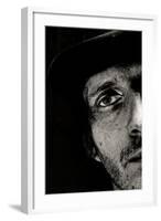 Cropped Portrait of a Man with Hat Starring into the Camera-Torsten Richter-Framed Photographic Print