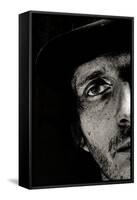 Cropped Portrait of a Man with Hat Starring into the Camera-Torsten Richter-Framed Stretched Canvas