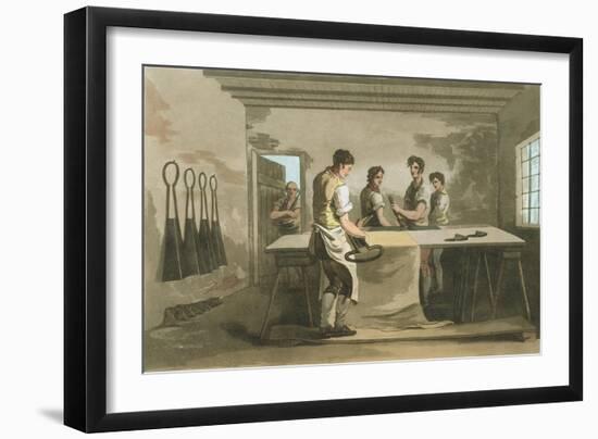 Cropping Wool to Give an Even Pile after Nap Had Been Raised, 1814-George Walker-Framed Giclee Print