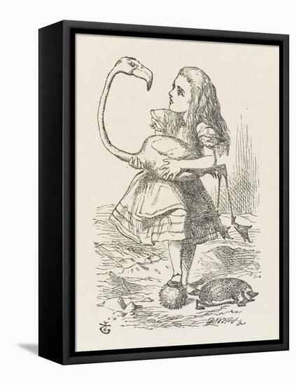 Croquet Alice with the Flamingo-John Tenniel-Framed Stretched Canvas