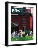 "Croquet Game" Saturday Evening Post Cover, September 29, 1951-John Falter-Framed Giclee Print