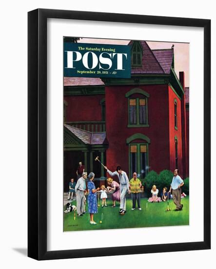 "Croquet Game" Saturday Evening Post Cover, September 29, 1951-John Falter-Framed Giclee Print