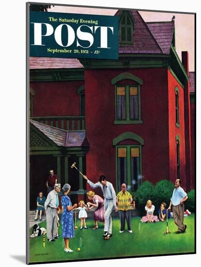 "Croquet Game" Saturday Evening Post Cover, September 29, 1951-John Falter-Mounted Giclee Print