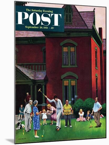 "Croquet Game" Saturday Evening Post Cover, September 29, 1951-John Falter-Mounted Giclee Print