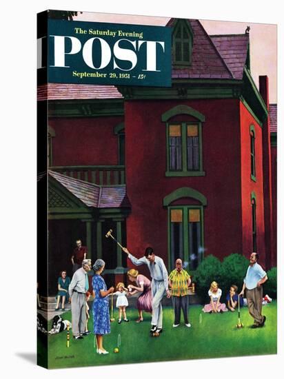 "Croquet Game" Saturday Evening Post Cover, September 29, 1951-John Falter-Stretched Canvas