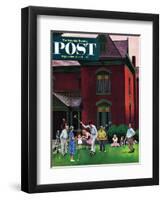 "Croquet Game" Saturday Evening Post Cover, September 29, 1951-John Falter-Framed Premium Giclee Print