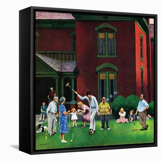 "Croquet Game", September 29, 1951-John Falter-Framed Stretched Canvas