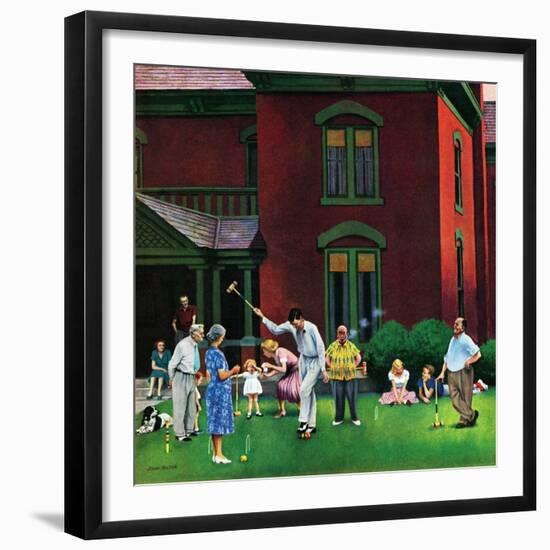 "Croquet Game", September 29, 1951-John Falter-Framed Giclee Print