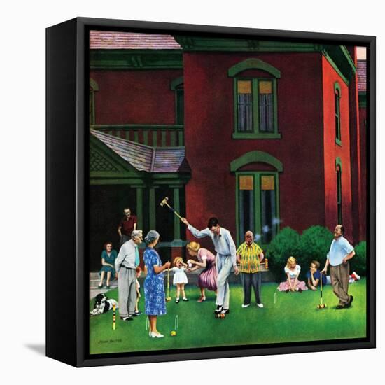 "Croquet Game", September 29, 1951-John Falter-Framed Stretched Canvas