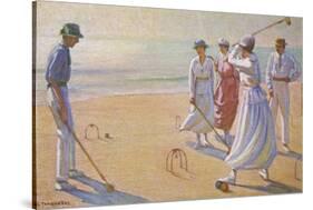 Croquet on a Sandy Beach-L. Tanqueray-Stretched Canvas