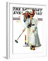 "Croquet" or "Wicket Thoughts" Saturday Evening Post Cover, September 5,1931-Norman Rockwell-Framed Giclee Print