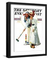 "Croquet" or "Wicket Thoughts" Saturday Evening Post Cover, September 5,1931-Norman Rockwell-Framed Giclee Print