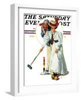 "Croquet" or "Wicket Thoughts" Saturday Evening Post Cover, September 5,1931-Norman Rockwell-Framed Giclee Print