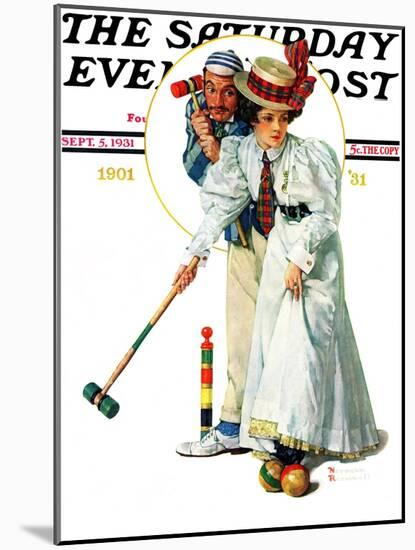 "Croquet" or "Wicket Thoughts" Saturday Evening Post Cover, September 5,1931-Norman Rockwell-Mounted Giclee Print