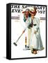 "Croquet" or "Wicket Thoughts" Saturday Evening Post Cover, September 5,1931-Norman Rockwell-Framed Stretched Canvas