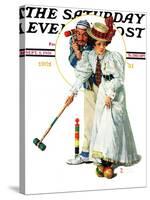 "Croquet" or "Wicket Thoughts" Saturday Evening Post Cover, September 5,1931-Norman Rockwell-Stretched Canvas