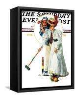 "Croquet" or "Wicket Thoughts" Saturday Evening Post Cover, September 5,1931-Norman Rockwell-Framed Stretched Canvas