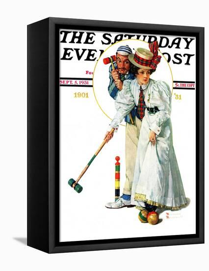 "Croquet" or "Wicket Thoughts" Saturday Evening Post Cover, September 5,1931-Norman Rockwell-Framed Stretched Canvas