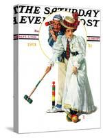 "Croquet" or "Wicket Thoughts" Saturday Evening Post Cover, September 5,1931-Norman Rockwell-Stretched Canvas