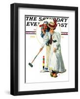 "Croquet" or "Wicket Thoughts" Saturday Evening Post Cover, September 5,1931-Norman Rockwell-Framed Premium Giclee Print