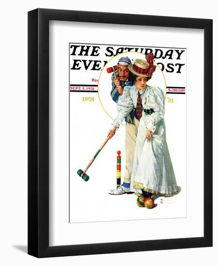 "Croquet" or "Wicket Thoughts" Saturday Evening Post Cover, September 5,1931-Norman Rockwell-Framed Premium Giclee Print