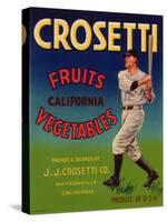 Crosetti Vegetable Label - Watsonville, CA-Lantern Press-Stretched Canvas