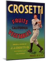 Crosetti Vegetable Label - Watsonville, CA-Lantern Press-Mounted Art Print