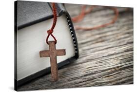 Cross and Bible-elenathewise-Stretched Canvas