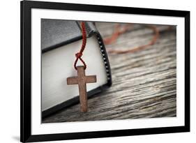 Cross and Bible-elenathewise-Framed Photographic Print