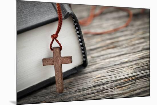 Cross and Bible-elenathewise-Mounted Photographic Print