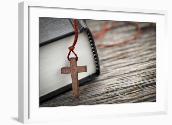 Cross and Bible-elenathewise-Framed Photographic Print