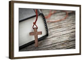 Cross and Bible-elenathewise-Framed Photographic Print