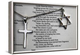 Cross and Star of David over Old Testament, Eure, France-Godong-Framed Photographic Print