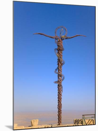 Cross at Moses Memorial Church, Mt Nebo, Overlooking Jordan Valley and Jericho Oasis, Amman, Jordan-Keren Su-Mounted Photographic Print