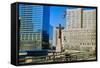 Cross at World Trade Towers Memorial Site for September 11, 2001, New York City, NY-null-Framed Stretched Canvas