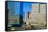 Cross at World Trade Towers Memorial Site for September 11, 2001, New York City, NY-null-Framed Stretched Canvas