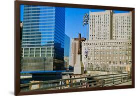 Cross at World Trade Towers Memorial Site for September 11, 2001, New York City, NY-null-Framed Photographic Print