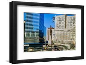 Cross at World Trade Towers Memorial Site for September 11, 2001, New York City, NY-null-Framed Photographic Print