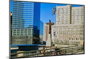 Cross at World Trade Towers Memorial Site for September 11, 2001, New York City, NY-null-Mounted Photographic Print