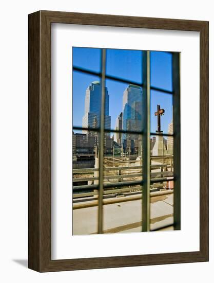 Cross at World Trade Towers Memorial Site for September 11, 2001, New York City, NY-null-Framed Photographic Print