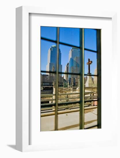 Cross at World Trade Towers Memorial Site for September 11, 2001, New York City, NY-null-Framed Photographic Print