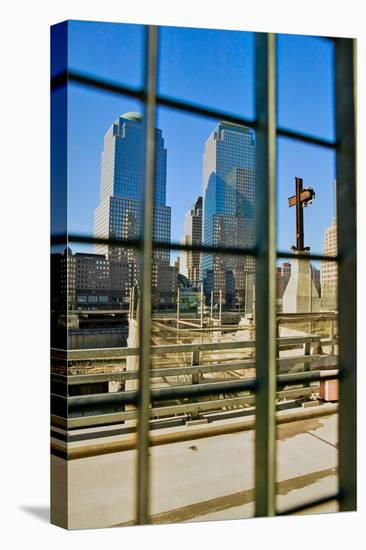 Cross at World Trade Towers Memorial Site for September 11, 2001, New York City, NY-null-Stretched Canvas