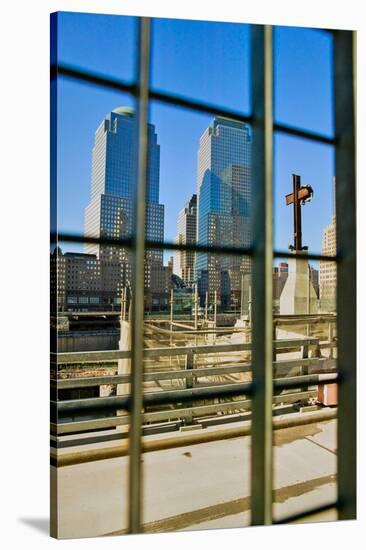 Cross at World Trade Towers Memorial Site for September 11, 2001, New York City, NY-null-Stretched Canvas