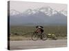 Cross-Country Bicyclist, US Hwy 50, Toiyabe Range, Great Basin, Nevada, USA-Scott T. Smith-Stretched Canvas