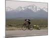Cross-Country Bicyclist, US Hwy 50, Toiyabe Range, Great Basin, Nevada, USA-Scott T. Smith-Mounted Photographic Print