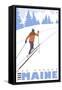 Cross Country Skier, Bar Harbor, Maine-Lantern Press-Framed Stretched Canvas