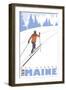 Cross Country Skier, Bar Harbor, Maine-Lantern Press-Framed Art Print