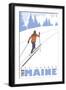 Cross Country Skier, Bar Harbor, Maine-Lantern Press-Framed Art Print