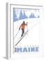 Cross Country Skier, Bar Harbor, Maine-Lantern Press-Framed Art Print